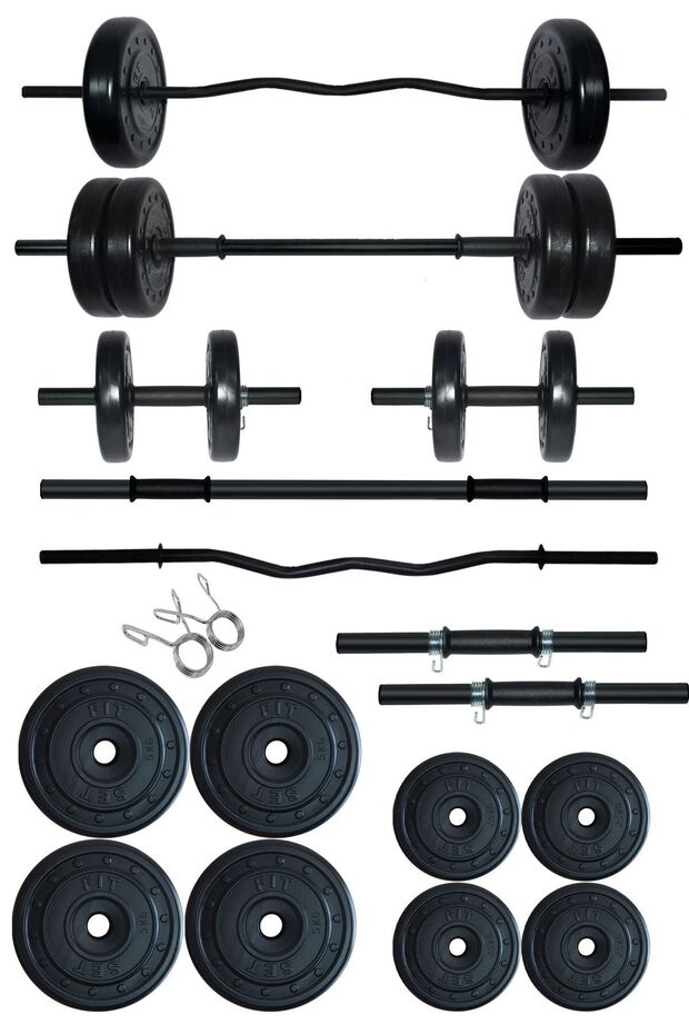 Fitset 38 kg Z Barlı Halter Seti ve Dambıl Seti Ağırlık Fitness Seti
