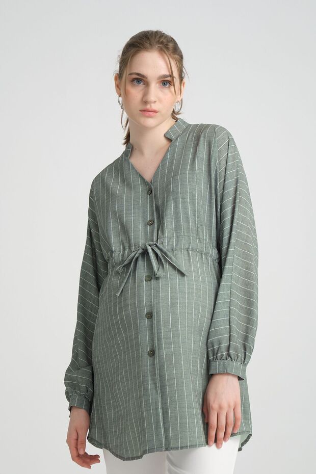 Jessica Fabric Maternity Striped Patterned Shirt