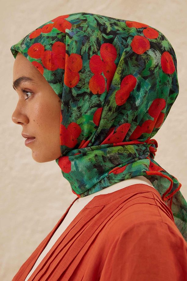 PEACH GARDEN DESEN PAMUK VUAL EŞARP SİYAH - 4