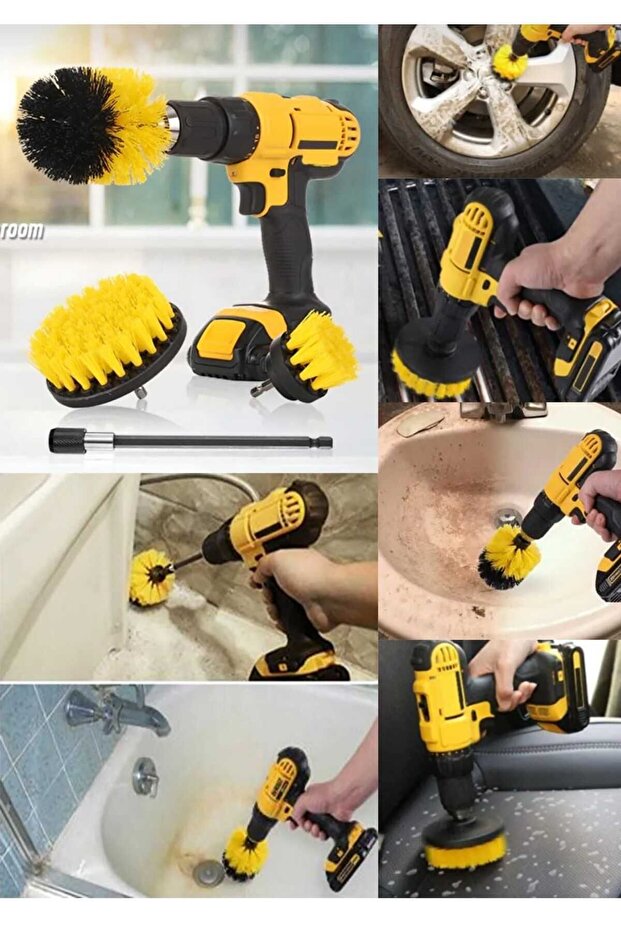 3-Piece Drill Bit Cleaning Set, Cooker-Kitchen Cabinets-Carpet-Seat-Shoe Cleaning Set