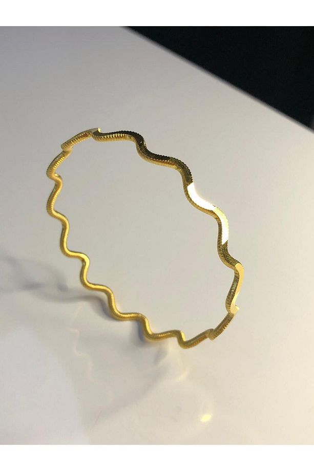 24 Ayar Altın Kaplama 2.5 Mm Zigzag Model Düğün Nişan Söz Bilezik - 1
