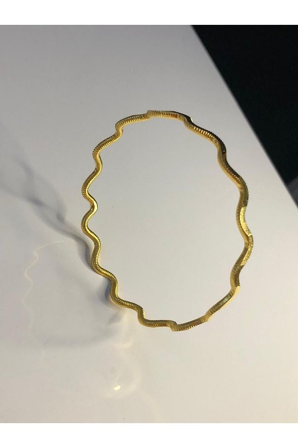 24 Ayar Altın Kaplama 2.5 Mm Zigzag Model Düğün Nişan Söz Bilezik - 7