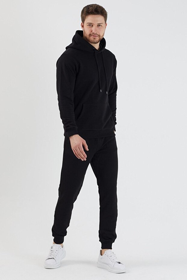 Hooded Tracksuit Set Black