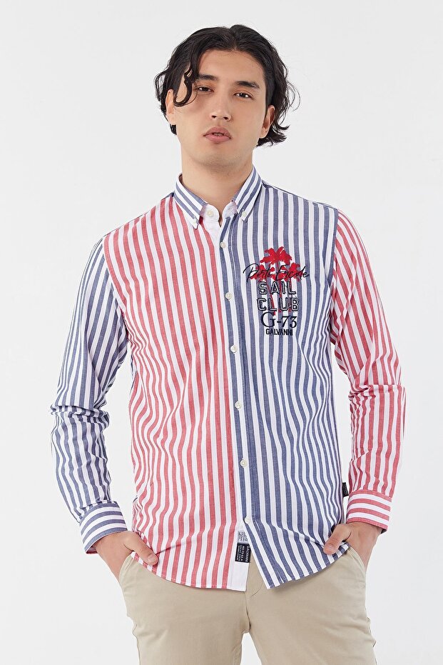 قميص رجالي باللون الأزرق الداكن - Avet Navy Striped Multi