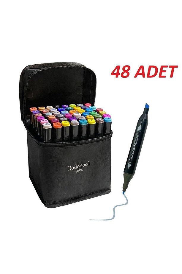 Touch Marker  Art Çift Uçlu 48 Adet  Kalem Seti  Çantalı Premium Boyama Kalemi - 1