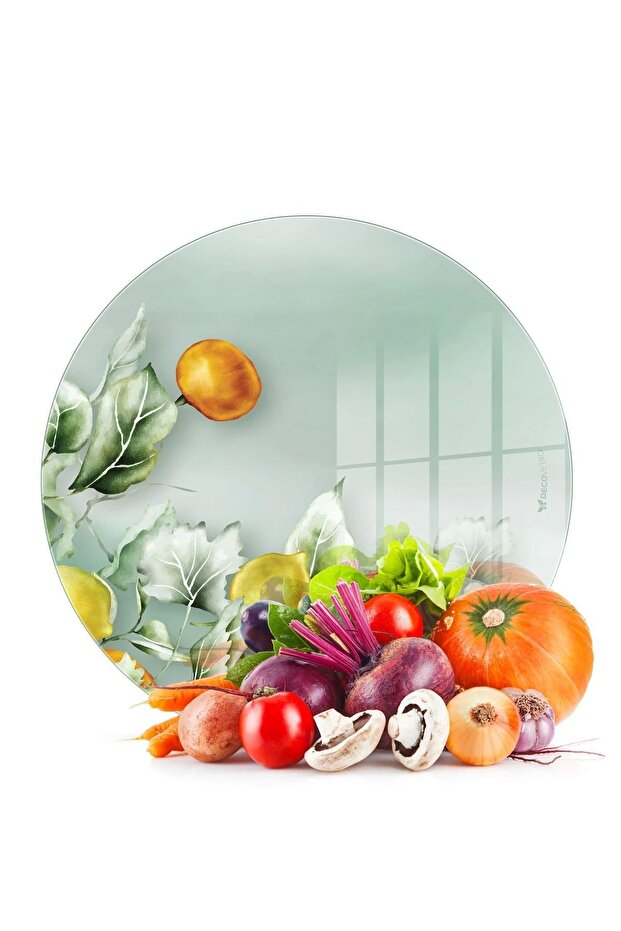 Glass Cutting Board and Presentation Plate Vintage Fruits 30X30 cm