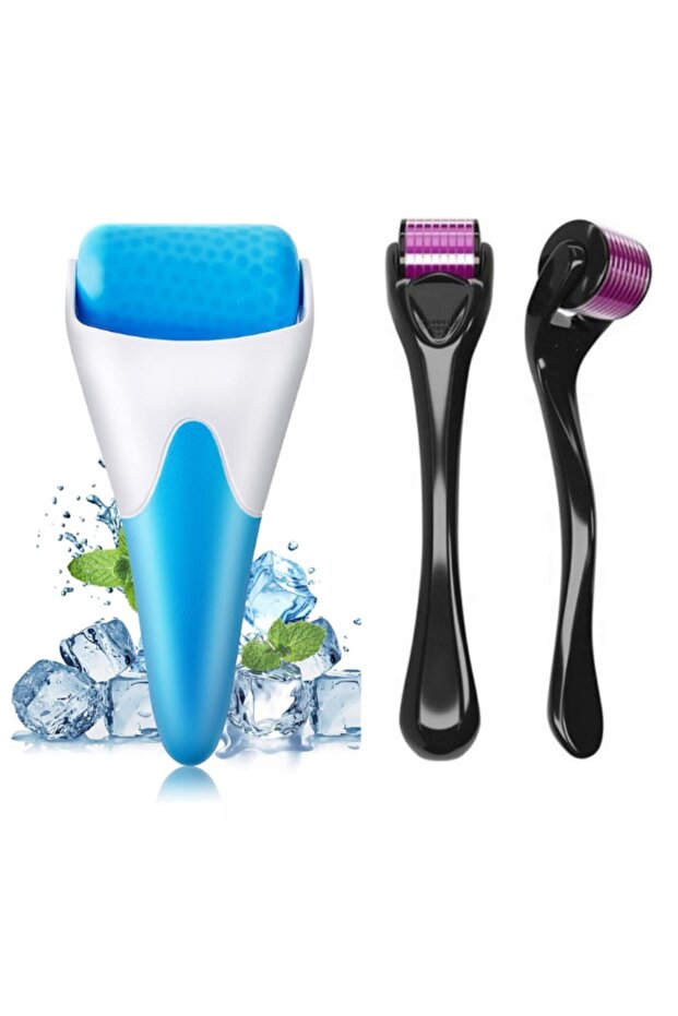 Ice Roller Ice Roller Facial Massage & Skin Cooling Tool And Titanium Tip 540 Needle Dermaroller 0.75 Mm