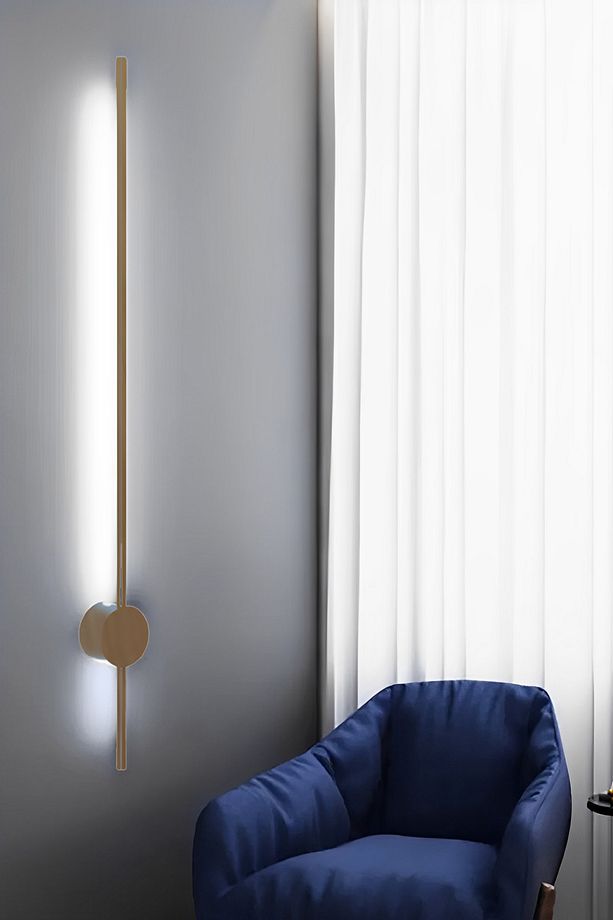 Modern Dekoratif Çubuk Led Duvar Aplik 70 Cm Bronz Profil (YUVARLAK ROZANSLI) 3000k Sarı Işık - 4
