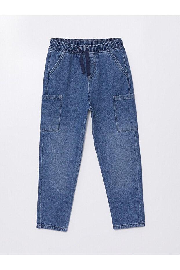 Lcw Baby Medium Indigo Rodeo Basic Baby Boy Jean Pants with Elastic Waist (S4)