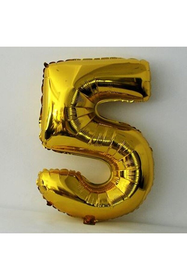 16 Inch Gold Color Foil Balloon with 5 Numbers 36 Cm