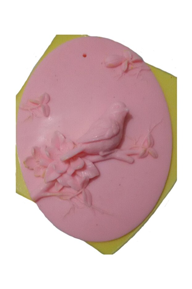 Oval Shaped Silicone Pastry and Candy Dough Mold with Bird Figure on the Branch 18x14x3.5 cm
