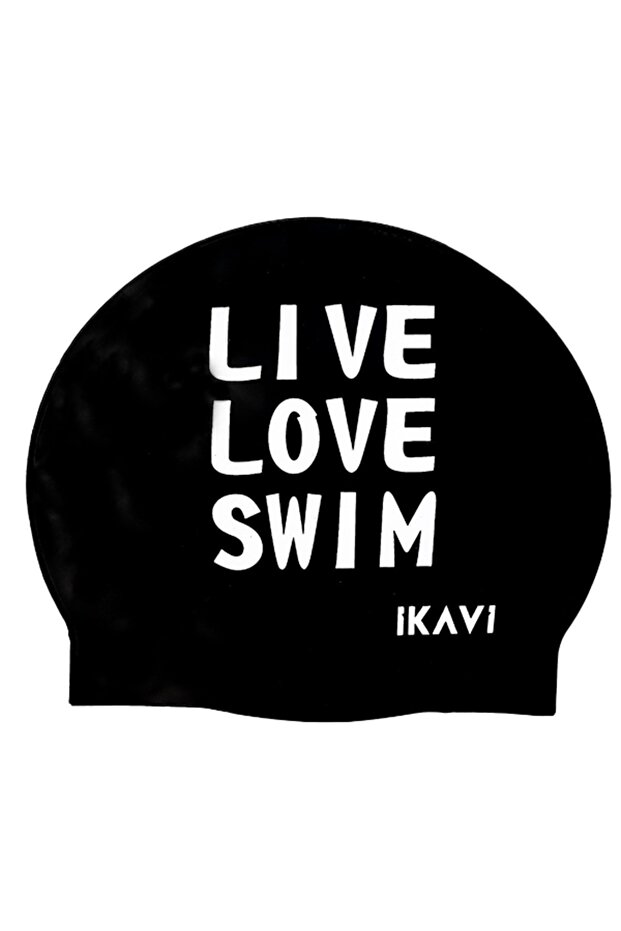 غطاء رأس سيليكون مطبوع من Liveloveswim (أسود)