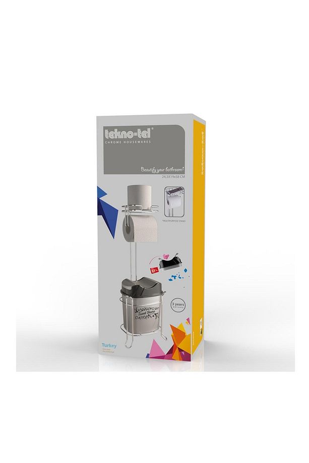 Tekno Tel MG-098 Ayaklı Yedekli Wc Kağıtlık + Çöp Kovası Siyah - 4