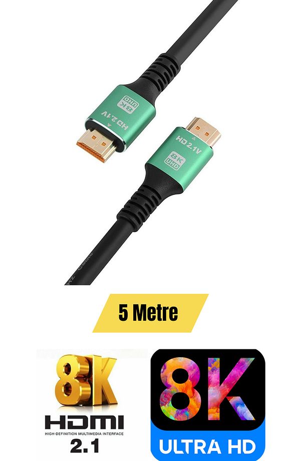 Ultra HDTV 8K Yüksek Hızlı 5 Metre HDMI kablosu 8K 60Hz, 4K 120Hz, 7680P HDR 2.1V 48GBS - 1