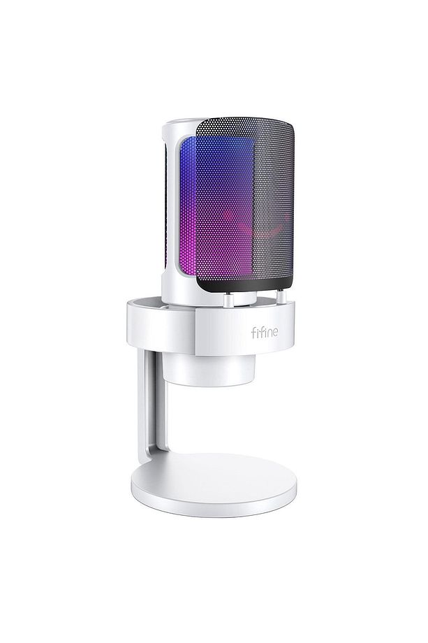 Ampligame A8 USB - Twitch - Youtuber - Yayıncı - Oyuncu - Bilgisayar RGB Mikrofonu Beyaz - 1