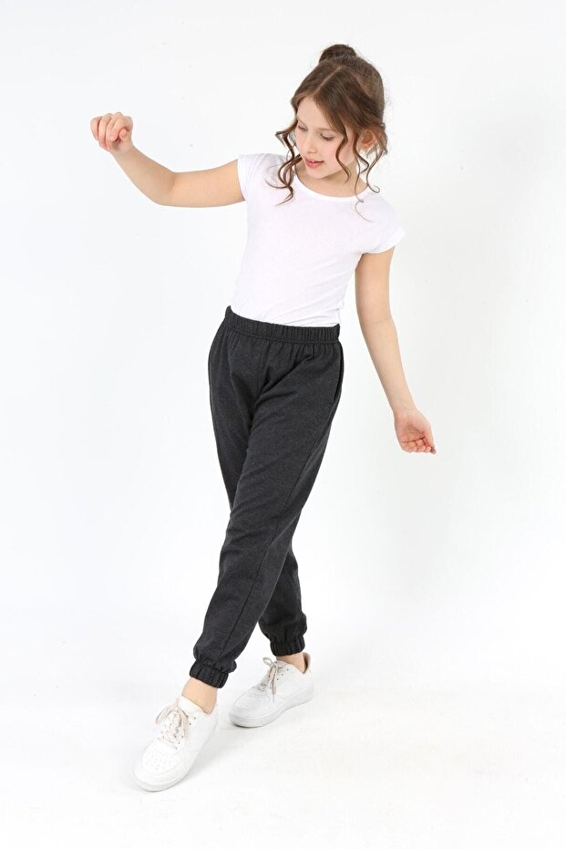 بنطال رياضي أنثراسايت أساسي للأطفال مزود بجيوب وأرجل مطاطية - 2