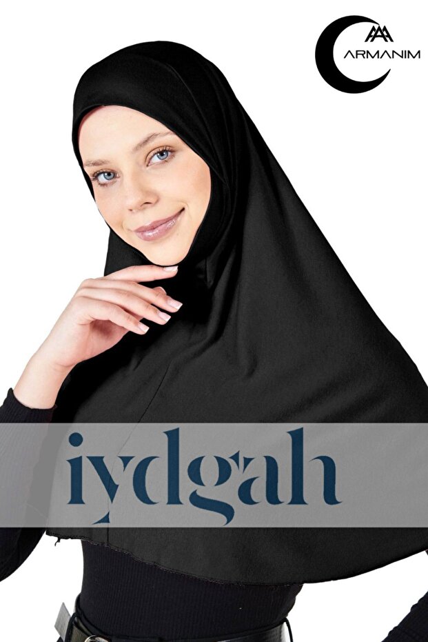 Black Tactical Practical Hijab - Easy-To-Use Hijab, Ready Elastic Turban, Prayer Cover (XXL)