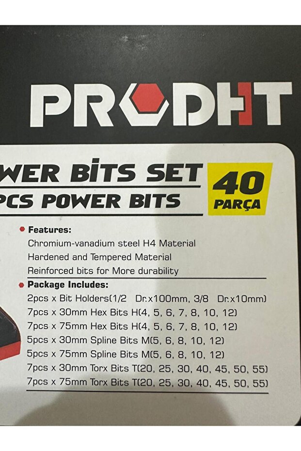 PRO DHT 40 PARÇA POWER BİTS UÇ SETİ PROFESYONEL CHROME VANADİUM ÇELİK - 4