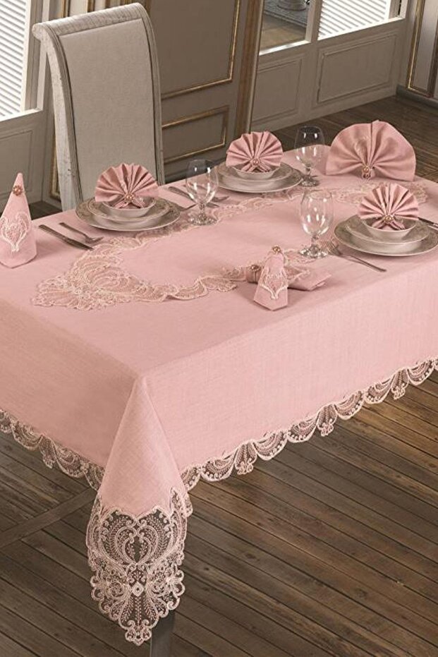 Powder French Laced Jasmine Velvet Single Tablecloth