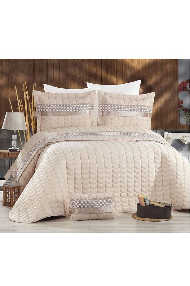 Bej Colors Micro Çift Kişilik Yatak Örtüsü - 3