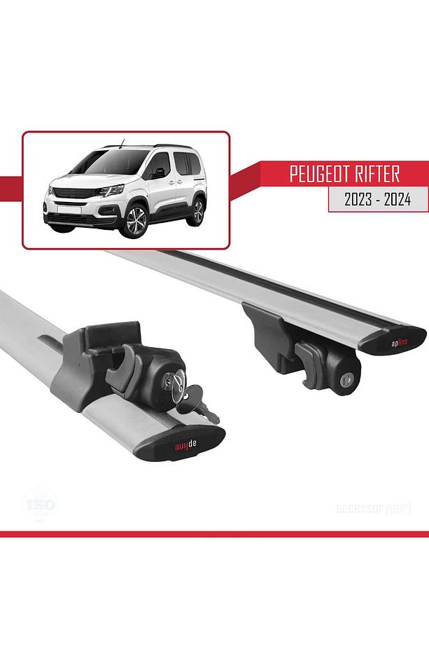 Peugeot Rifter 2024 2025 Uyumlu Model Hook Model Anahtar Kilitli Ara Atkı Tavan Barı Gri - 6