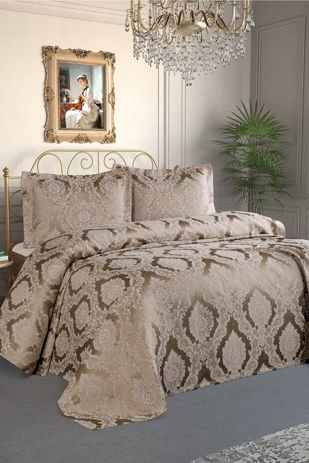 Şulem Jakarlı Şönil Yatak Örtüsü Cappucino - 1