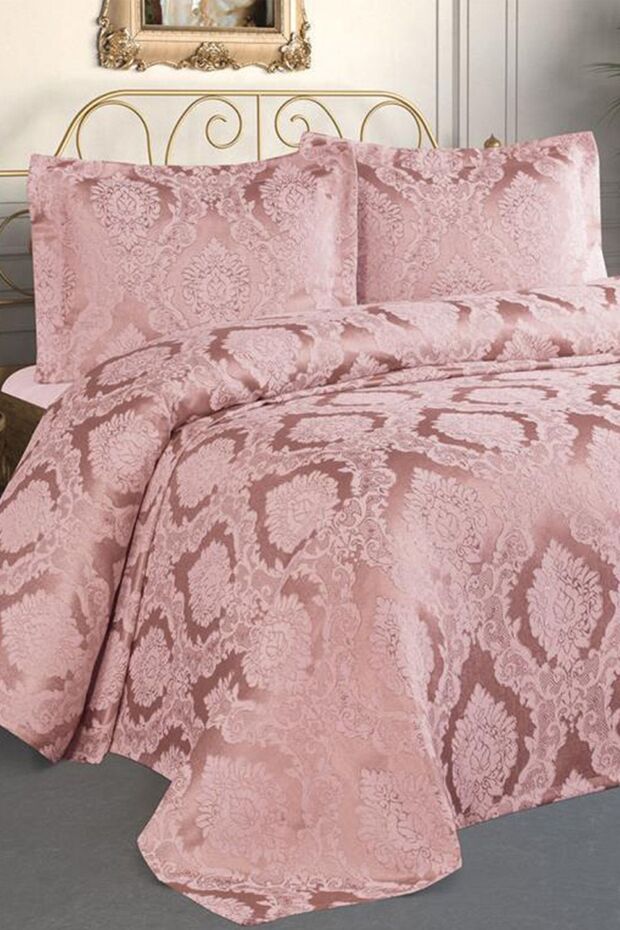 Şulem Jakarlı Şönil Tek Kişilik Yatak Örtüsü Pudra - 1