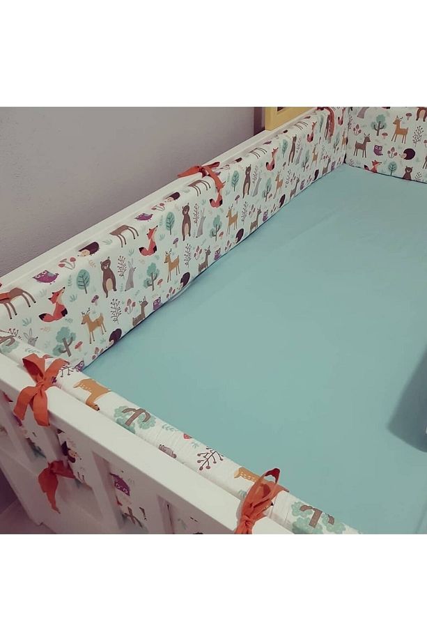 Montessori Beşik Yatak Kenar Koruma Tek Parça 235 Cm / Sünger Kalınlık 5cm(NEŞELİ ORMAN DESENLİ) - 1