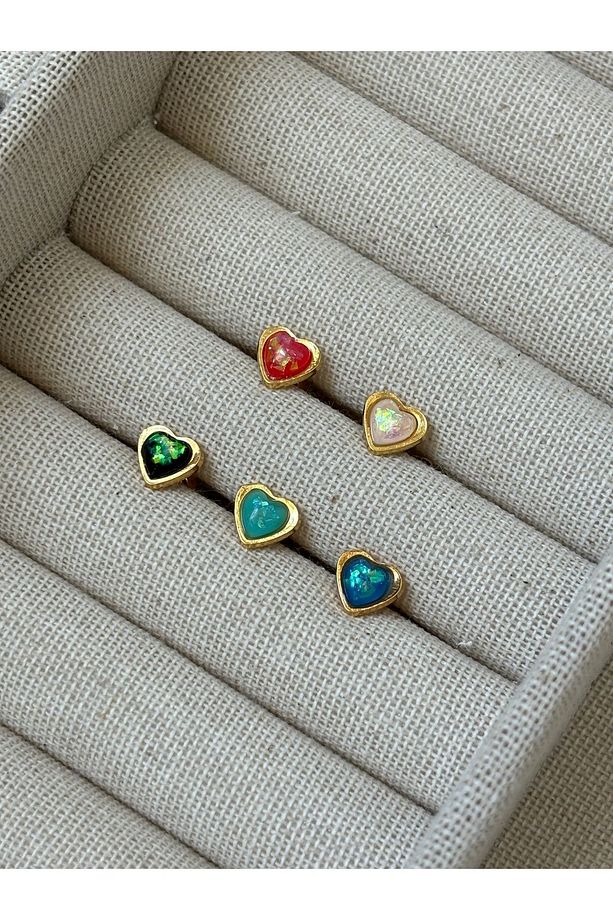 Minimal Çelik Kalp Yansımalı Taşlı Piercing Tek - 3
