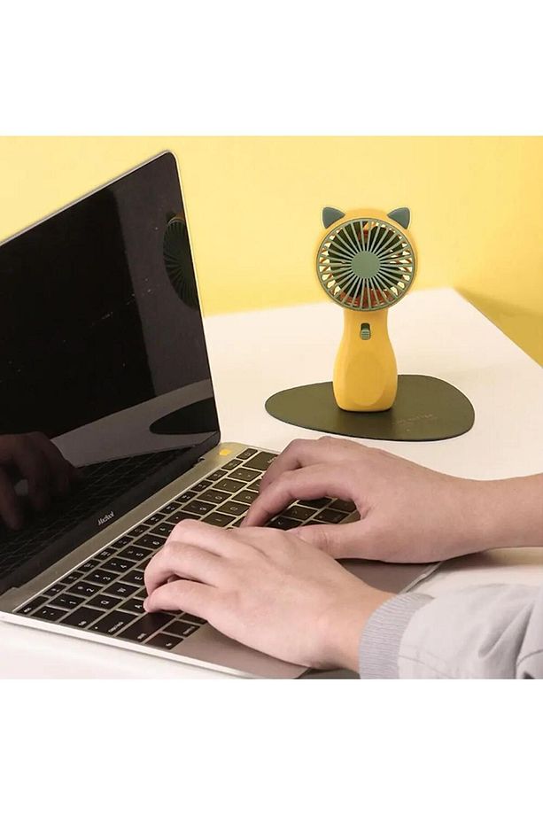 Kedi Kulaklı Taşınabilir Masa Üstü Fan Mini El Fanı USB Şarjlı Ergonomik El Vantilatör - 2