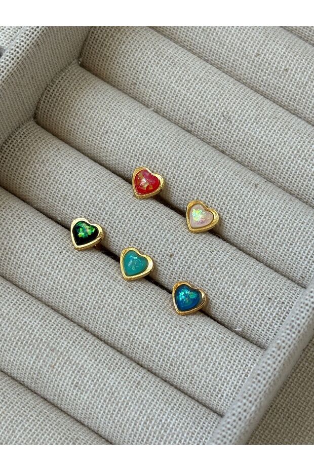 Minimal Çelik Kalp Yansımalı Taşlı Piercing Tek - 3