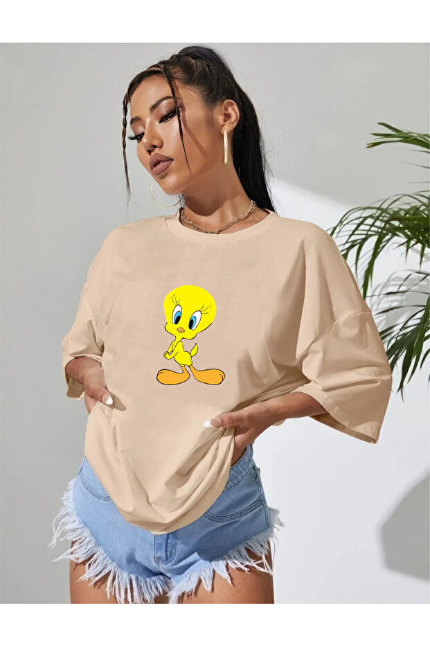 تي شيرت TWEETY DESIGN مطبوع كبير الحجم