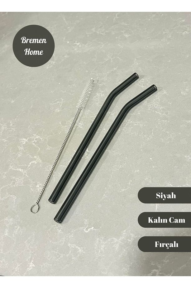 Eğimli Cam Pipet ve Temizleme Fırçası (Siyah Renk) - 1