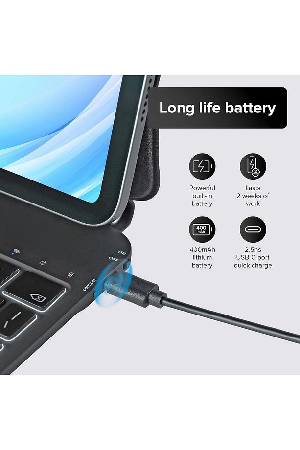 İpad Air 6. 5. 4. Nesil Uyumlu Klavyeli Kılıf Magic Keyboard Touchpad Akıllı Folio Bluetooth Işıklı - 6