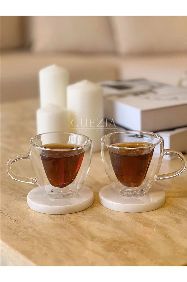 Isıya Dayanıklı Borosilikat Kalp Tasarımlı Çift Cidarlı Cam Bardak Kahve Sunum Bardağı 170 Ml 2 Adet - 4