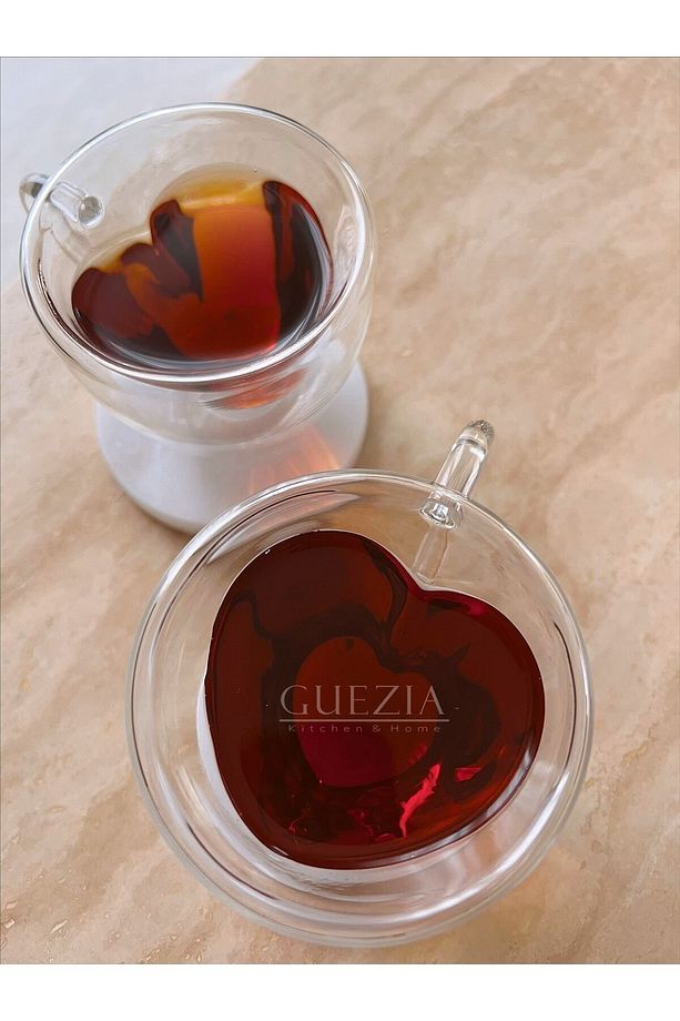 Isıya Dayanıklı Borosilikat Kalp Tasarımlı Çift Cidarlı Cam Bardak Kahve Sunum Bardağı 170 Ml 2 Adet - 8