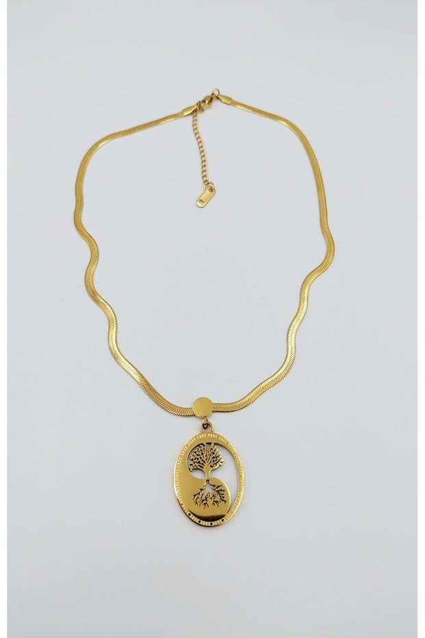 STEEL THREE OF LIFE NECKLACE WITH ITALIAN CHAIN