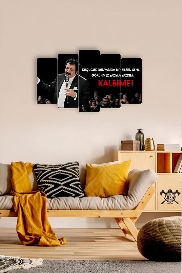 Müslüm Gürses Müslüm Baba 5 Parçalı Mdf Tablo Hediyelik Eşya - 1