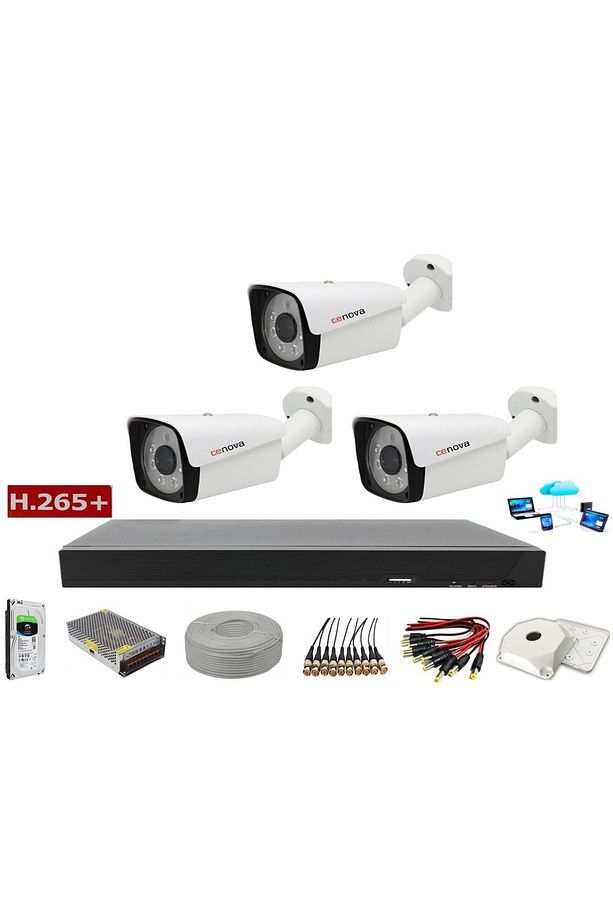 3'lü 2mp Ahd Full Set Harddisk Güvenlik Kamerası - 1