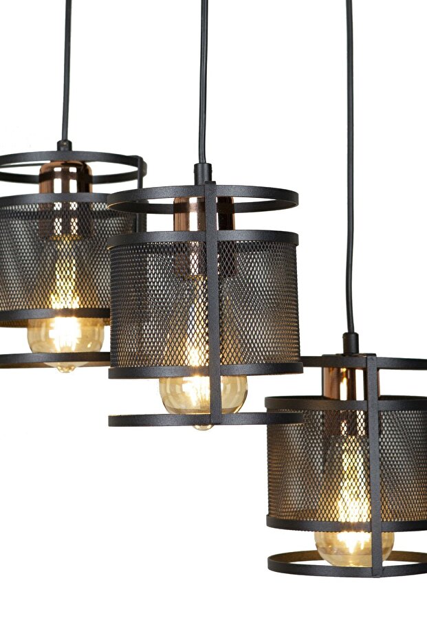 3 Lü Tepsi Siyah Modern Gold Sarkıt Avize-salon Avizesi-genç Odası-mutfak-giriş-endüstriel - 4