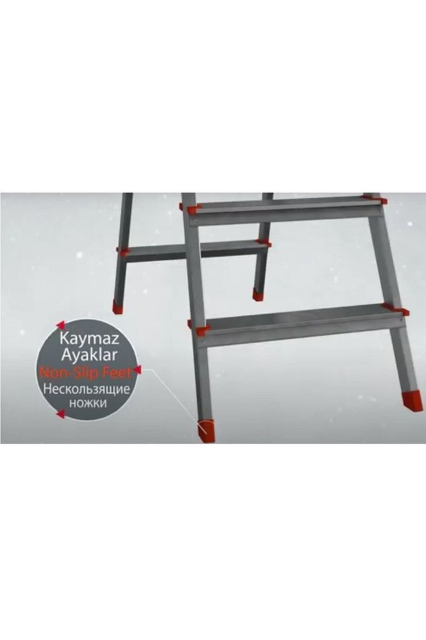 Xxx Paslanmaz Alüminyum Çift Çıkışlı Çift Taraflı Seyyar Merdiven 5 5 Basamaklı - 4