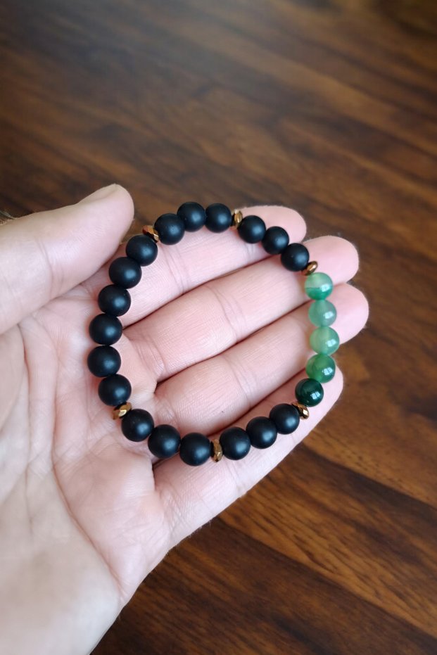 Green Agate, Matte Onyx, Copper Hematite Bracelet, Men's Bracelet, Women's Bracelet