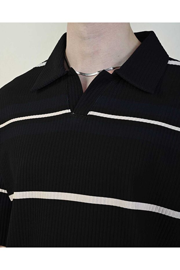 Oversize Double Breasted Button Collar T-Shirt - 2