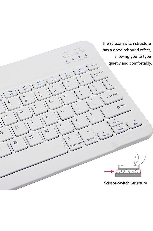 Hegitech Pro-8S 8" Uyumlu Kablosuz Bluetooth Şarj Edilebilir Mini Q Klavye - Beyaz - 4