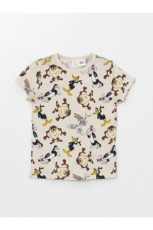 LCW Bisiklet Yaka Kısa Kollu Tazmanya Canavarı Baskılı Erkek Bebek Pijama Takımı - 2