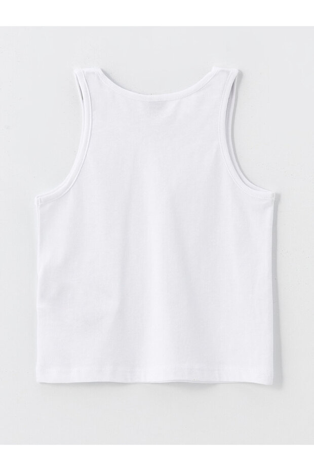 LCW Bisiklet Yaka Baskılı Kız Çocuk Crop Tişört ve Atlet - 5