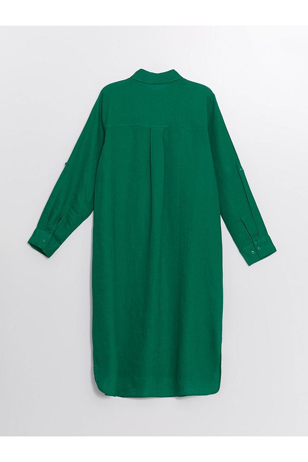 LCW Düz Oversize Keten Kadın Gömlek Tunik - 7