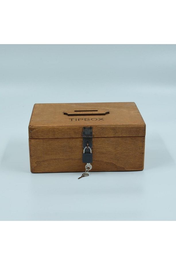 Tipbox Ahşap Bahşiş Kutusu Oyma Yazılı Kilitli 24x16x10 Cm - 2