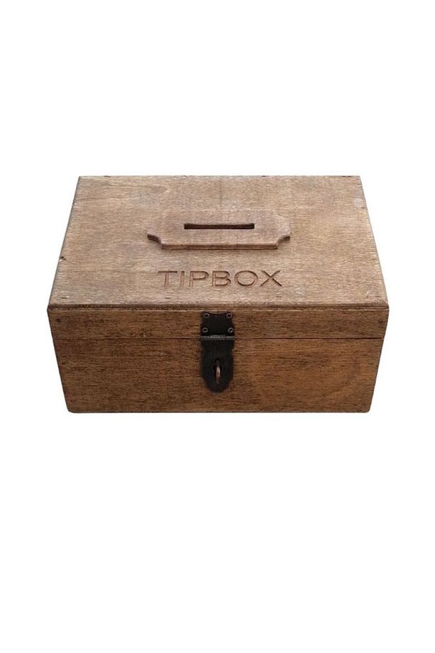 Tipbox Ahşap Bahşiş Kutusu Oyma Yazılı Kilitli 24x16x10 Cm - 4
