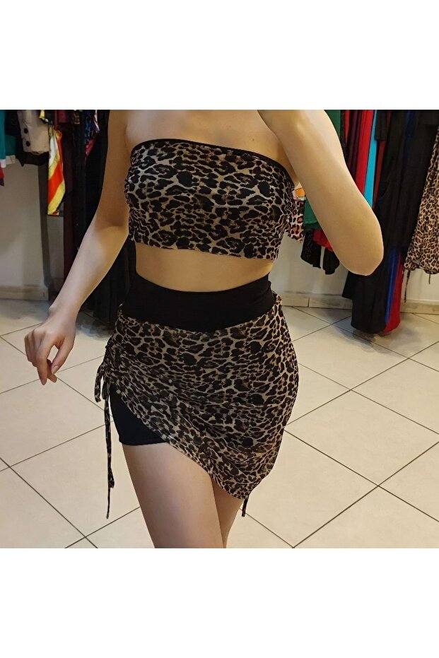 Leopard Patterned Tulle Skirt Set - 4
